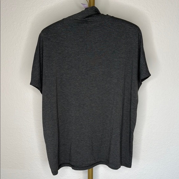 Charcoal Grey Women's Turtleneck Top Dolman Short Sleeve Relaxed Fit Sz S - Picture 2 of 8